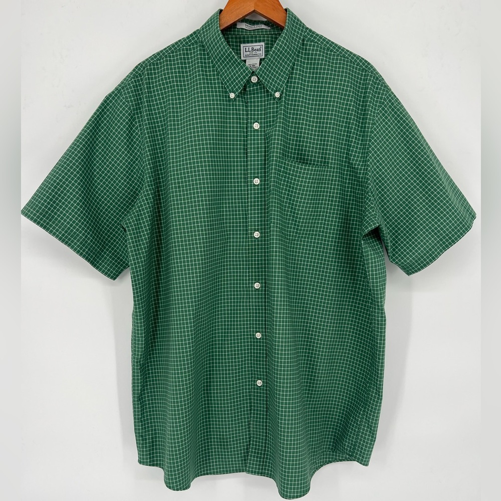 L.L.‎ Bean Men's Green Plaid Button Down Shirt